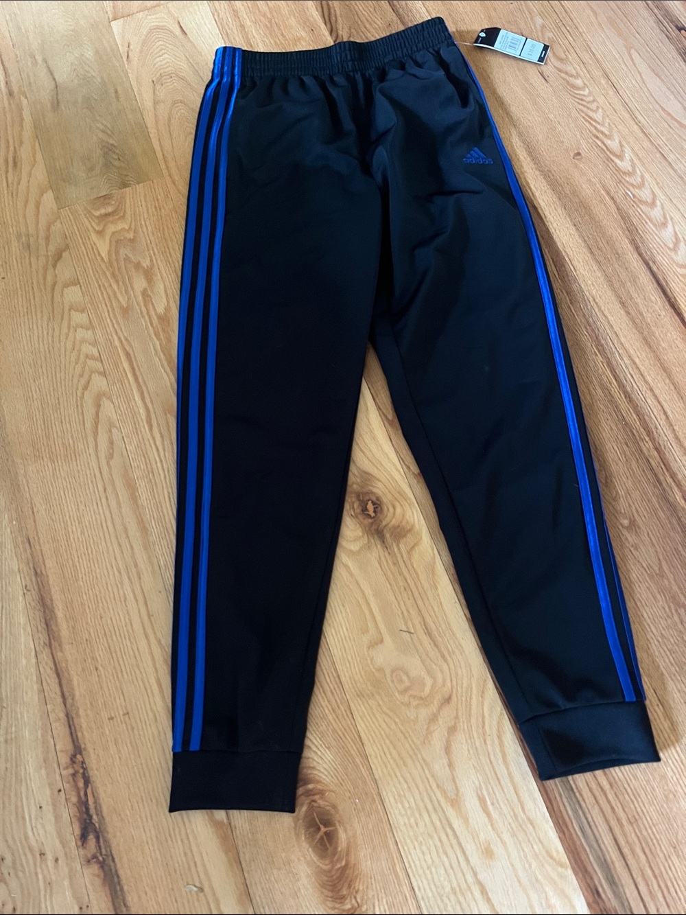 adidas Black Jogger Pants with Blue Side Stripes